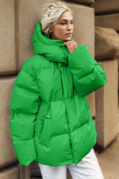 Blue Zone Planet | Pocketed Zip Up Hooded Puffer Jacket BLUE ZONE PLANET