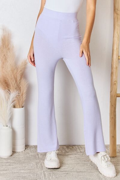 Blue Zone Planet | RISEN Full Size High Waist Ultra Soft Knit Flare Pants BLUE ZONE PLANET
