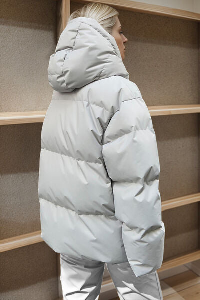 Blue Zone Planet | Pocketed Zip Up Hooded Puffer Jacket BLUE ZONE PLANET