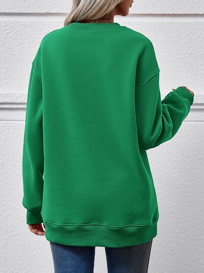 Blue Zone Planet | MERRY CHRISTMAS Round Neck Long Sleeve Sweatshirt BLUE ZONE PLANET