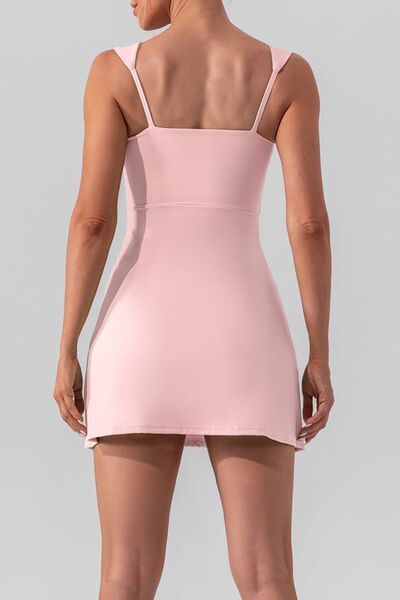 Blue Zone Planet | Square Neck Sleeveless Slit Mini Active Dress BLUE ZONE PLANET