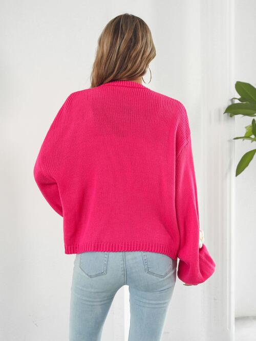 Floral Open Front Long Sleeve Cardigan BLUE ZONE PLANET