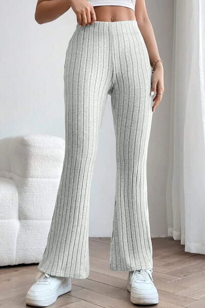 Blue Zone Planet | Basic Bae Full Size Ribbed High Waist Flare Pants BLUE ZONE PLANET