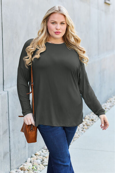 Blue Zone Planet | Basic Bae Full Size Round Neck Dropped Shoulder T-Shirt BLUE ZONE PLANET