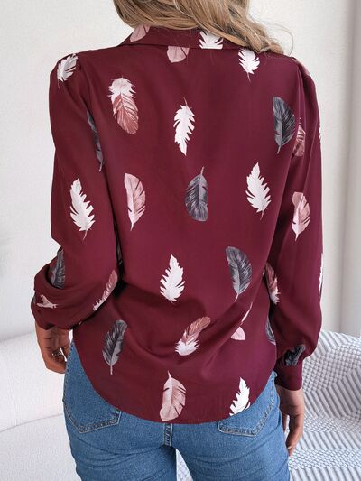 Blue Zone Planet | Button Up Printed Collared Neck Shirt BLUE ZONE PLANET
