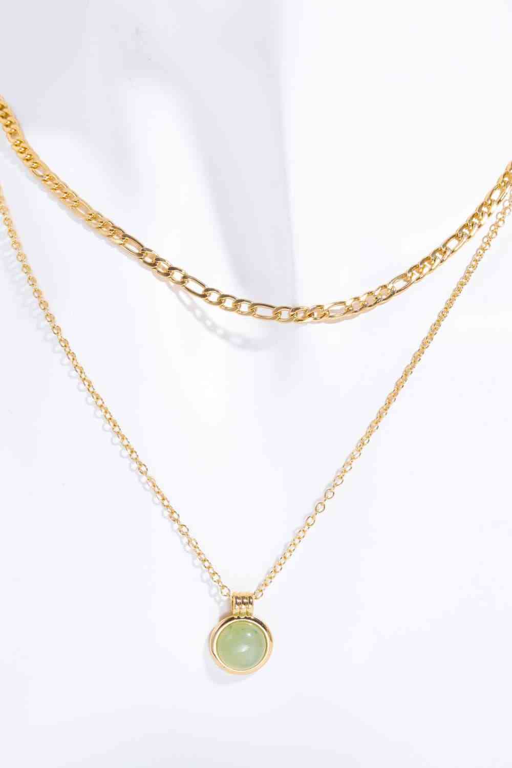 Blue Zone Planet | Copper 14K Gold-Plated Round Shape Aventurine Pendant Necklace BLUE ZONE PLANET