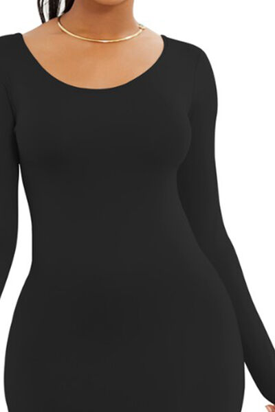 Blue Zone Planet | Round Neck Long Sleeve Maxi Wrap Dress BLUE ZONE PLANET