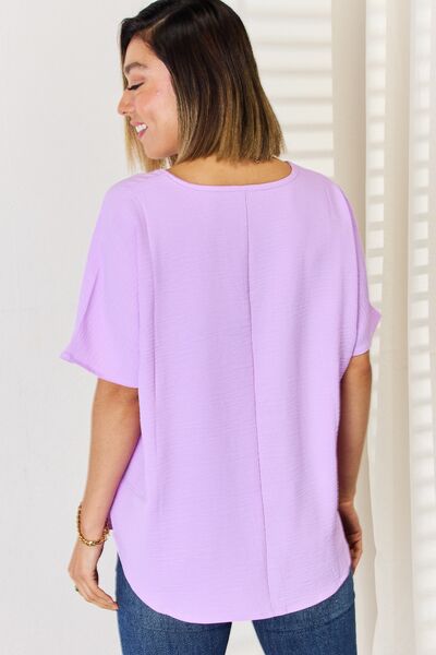 Zenana Texture Short Sleeve T-Shirt BLUE ZONE PLANET