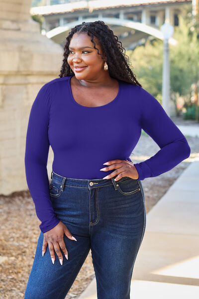 Blue Zone Planet | Basic Bae Full Size Round Neck Long Sleeve Bodysuit BLUE ZONE PLANET