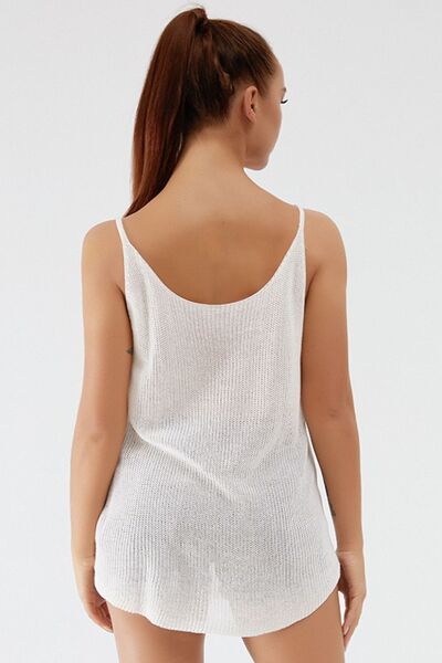 Blue Zone Planet | Scoop Neck Spaghetti Strap Knit Cami BLUE ZONE PLANET