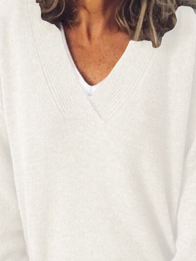 Blue Zone Planet | V-Neck Dropped Shoulder Sweater BLUE ZONE PLANET
