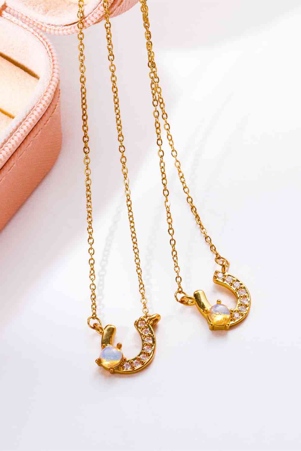 Blue Zone Planet |  Horseshoe Shape Copper 14K Gold Plated Pendant Necklace BLUE ZONE PLANET