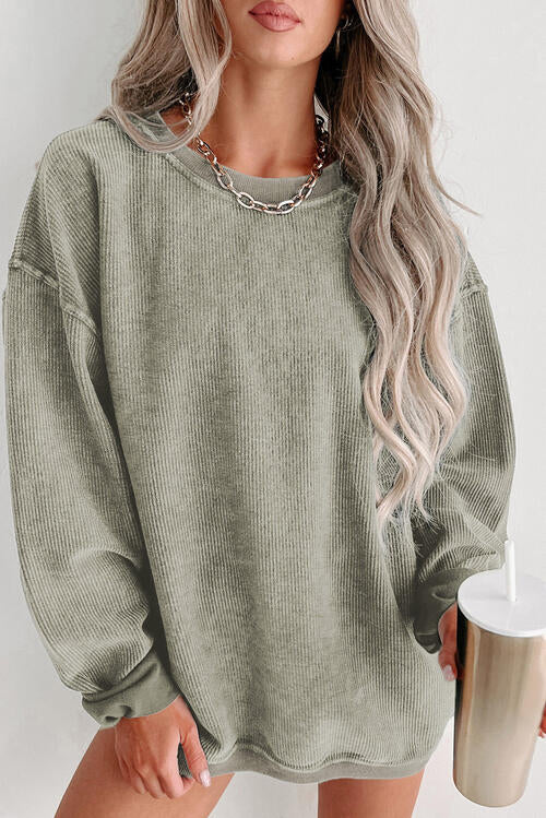 Blue Zone Planet | Round Neck Dropped Shoulder Sweatshirt BLUE ZONE PLANET