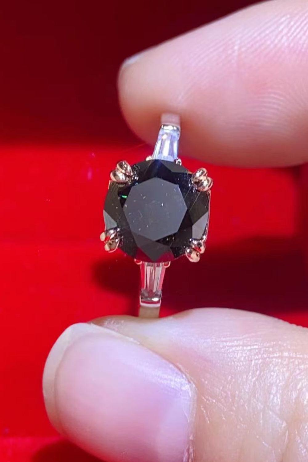 2 Carat Black Moissanite Platinum-Plated Ring BLUE ZONE PLANET