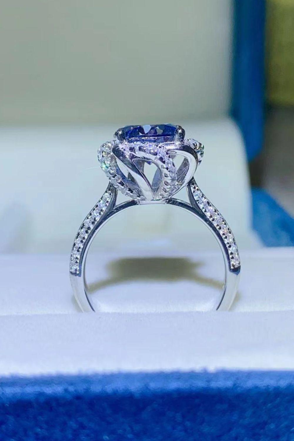 2 Carat Cobalt Blue Moissanite 925 Sterling Silver Ring BLUE ZONE PLANET