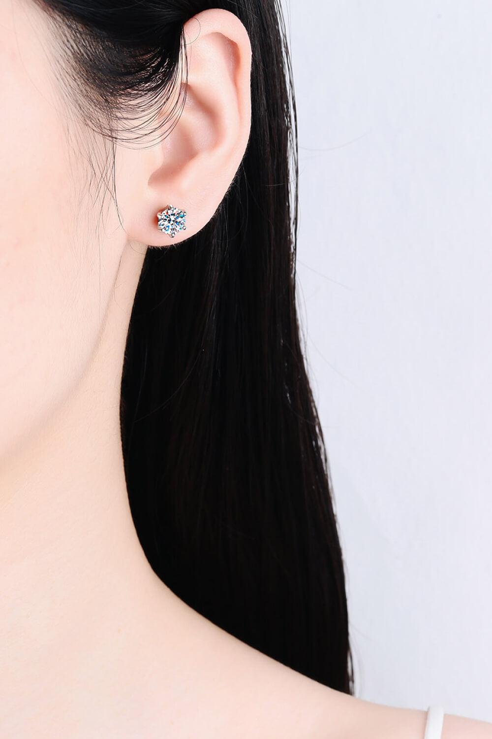 2 Carat Inlaid Moissanite Stud Earrings BLUE ZONE PLANET