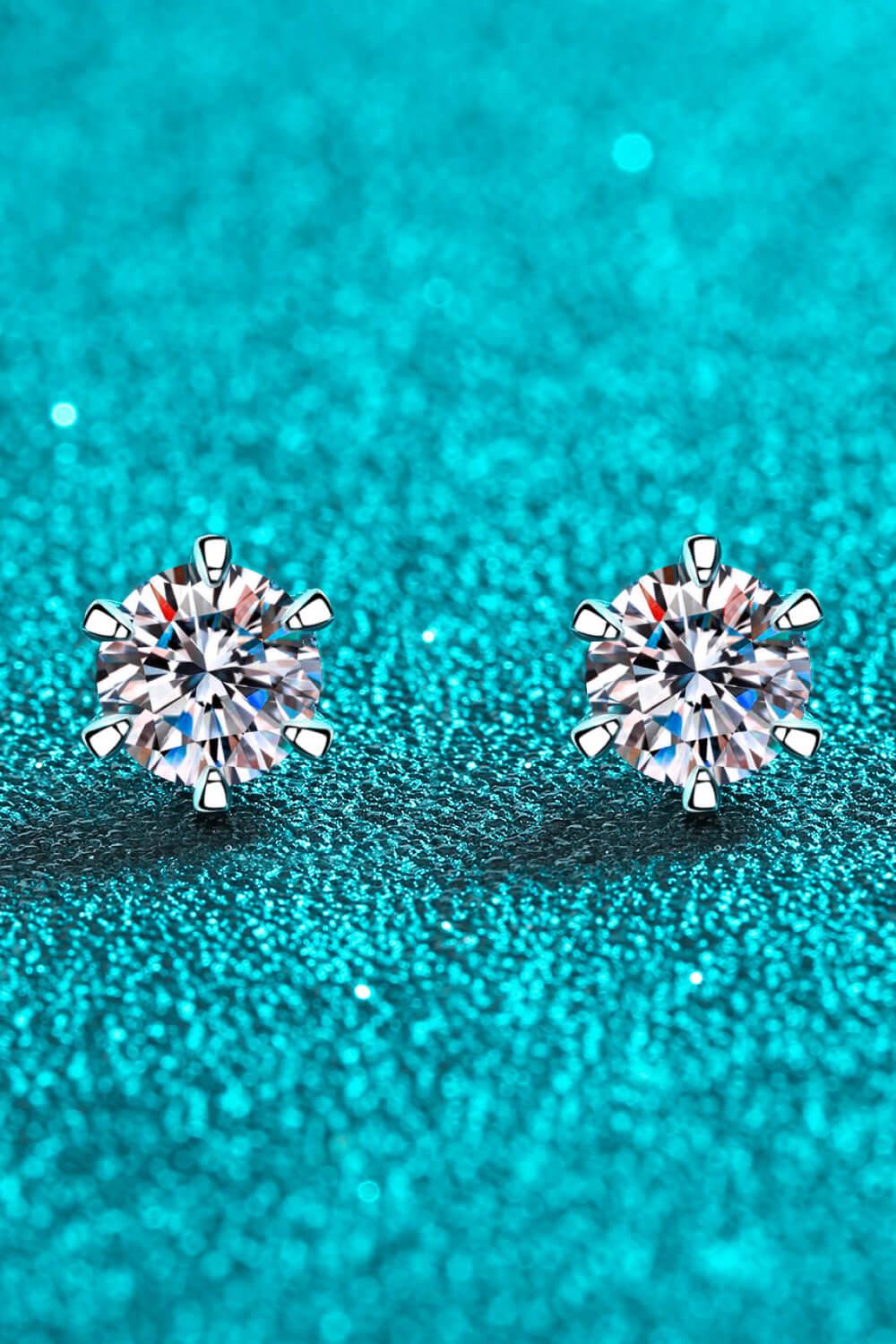 2 Carat Inlaid Moissanite Stud Earrings BLUE ZONE PLANET