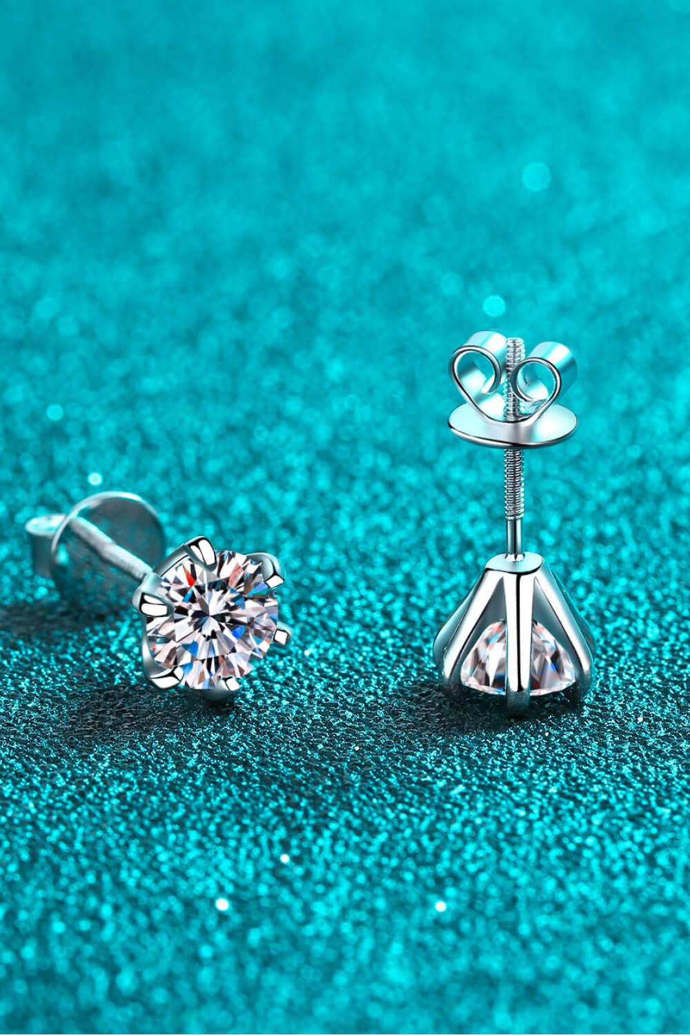 2 Carat Inlaid Moissanite Stud Earrings BLUE ZONE PLANET
