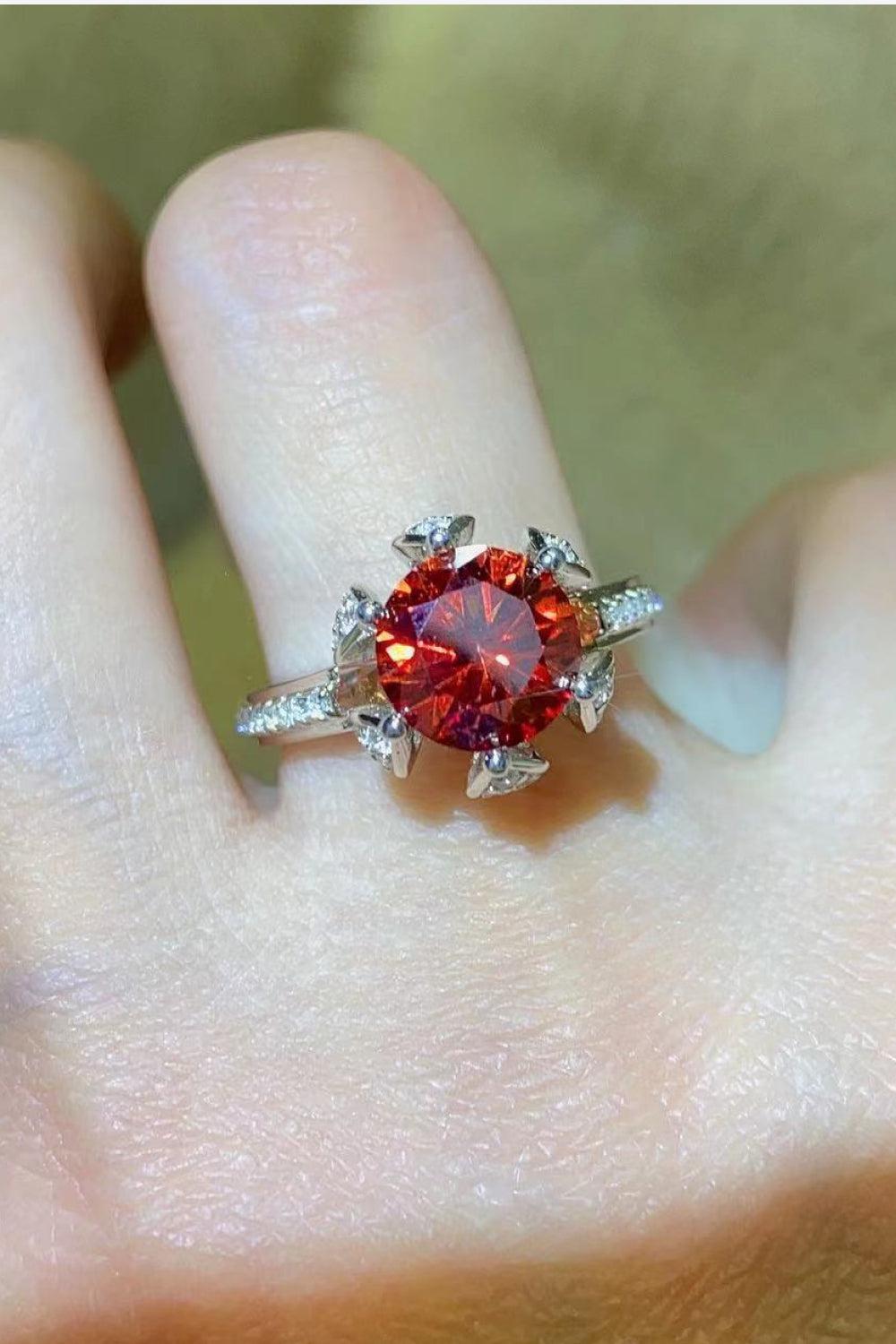 2 Carat Moissanite 6-Prong Ring in Phoenix Fire BLUE ZONE PLANET