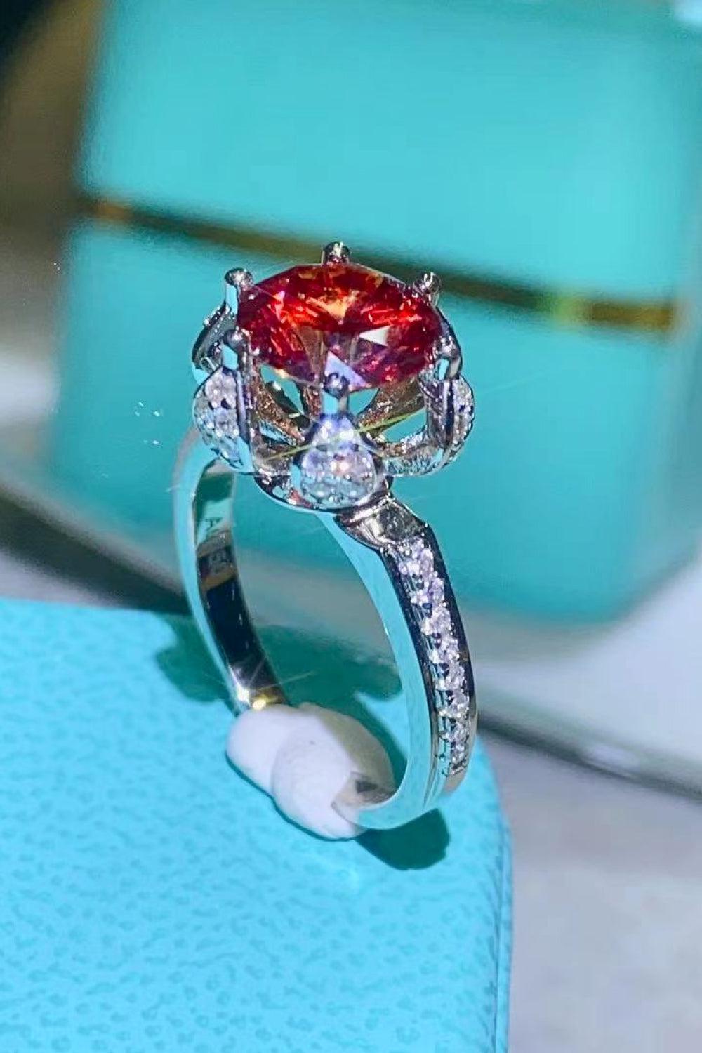 2 Carat Moissanite 6-Prong Ring in Phoenix Fire BLUE ZONE PLANET