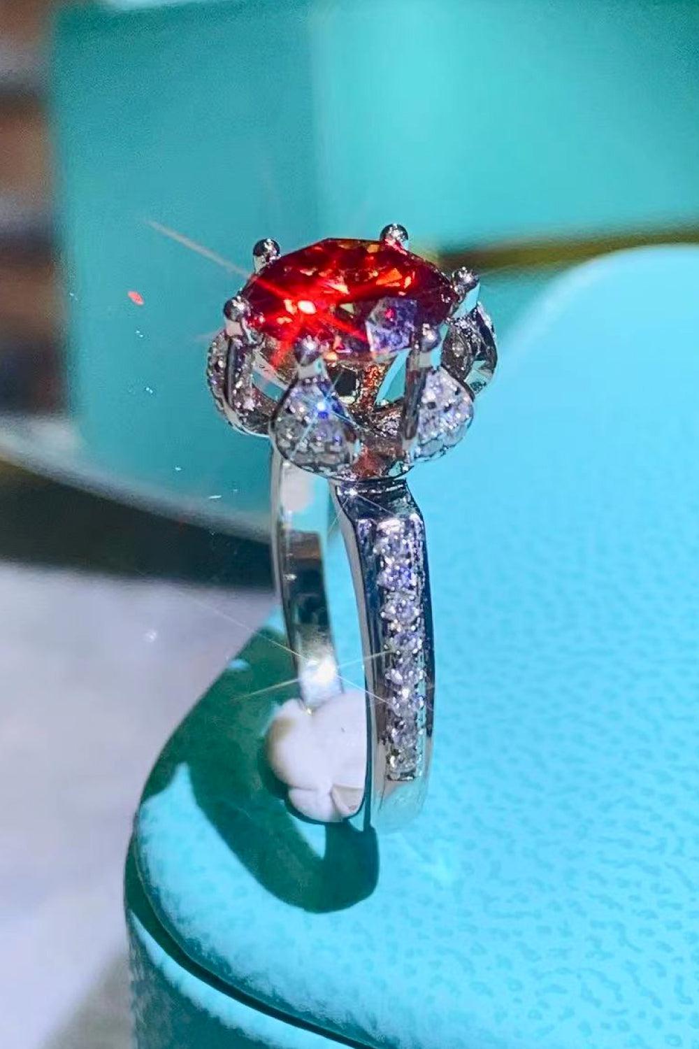 2 Carat Moissanite 6-Prong Ring in Phoenix Fire BLUE ZONE PLANET