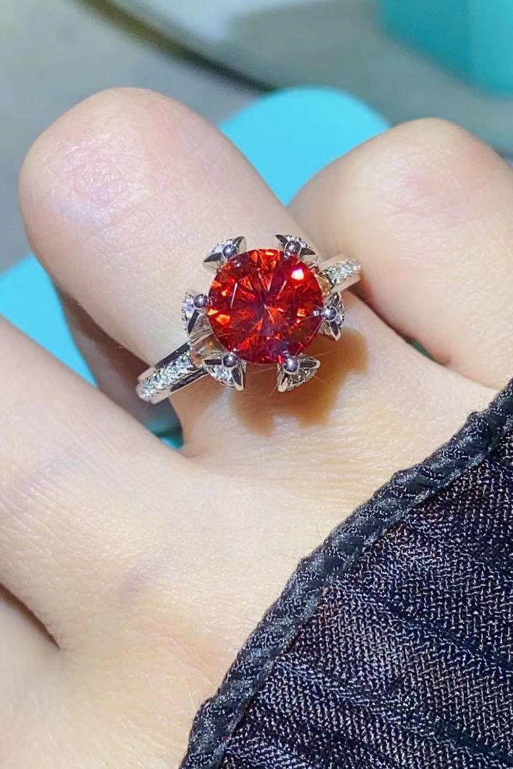 2 Carat Moissanite 6-Prong Ring in Phoenix Fire BLUE ZONE PLANET