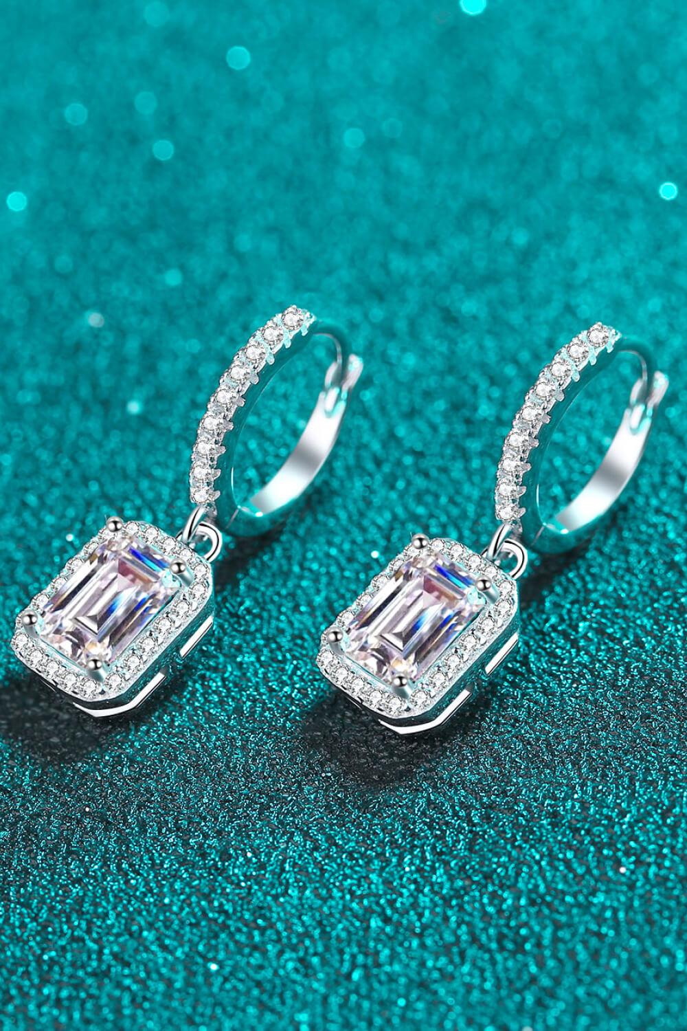 2 Carat Moissanite 925 Sterling Silver Drop Earrings BLUE ZONE PLANET