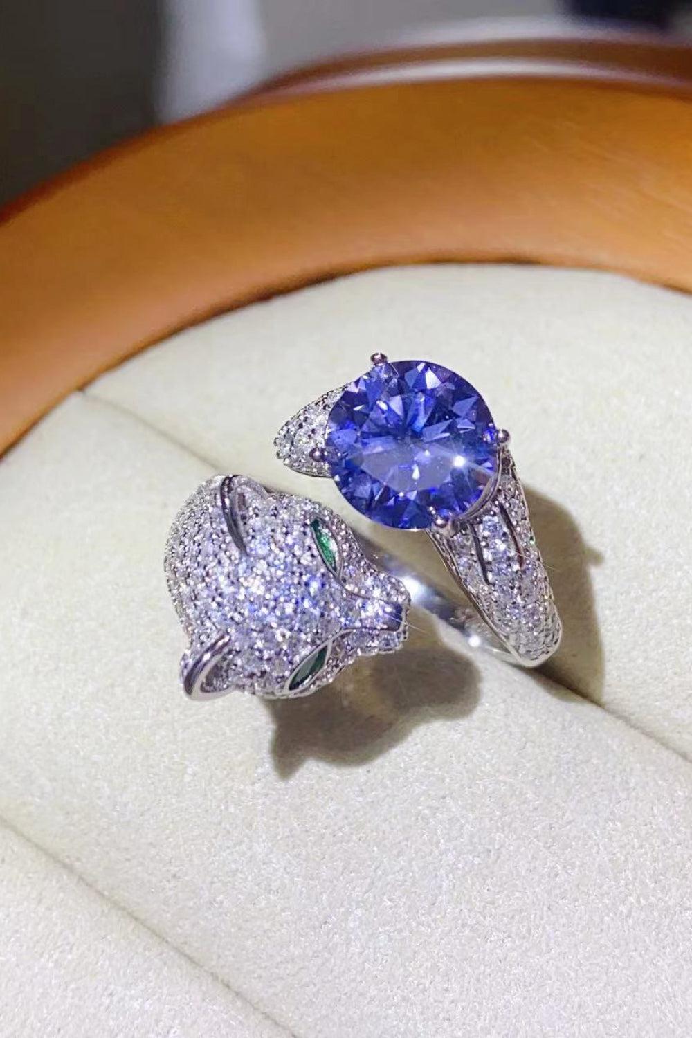 2 Carat Moissanite Adjustable Animal Bypass Ring BLUE ZONE PLANET