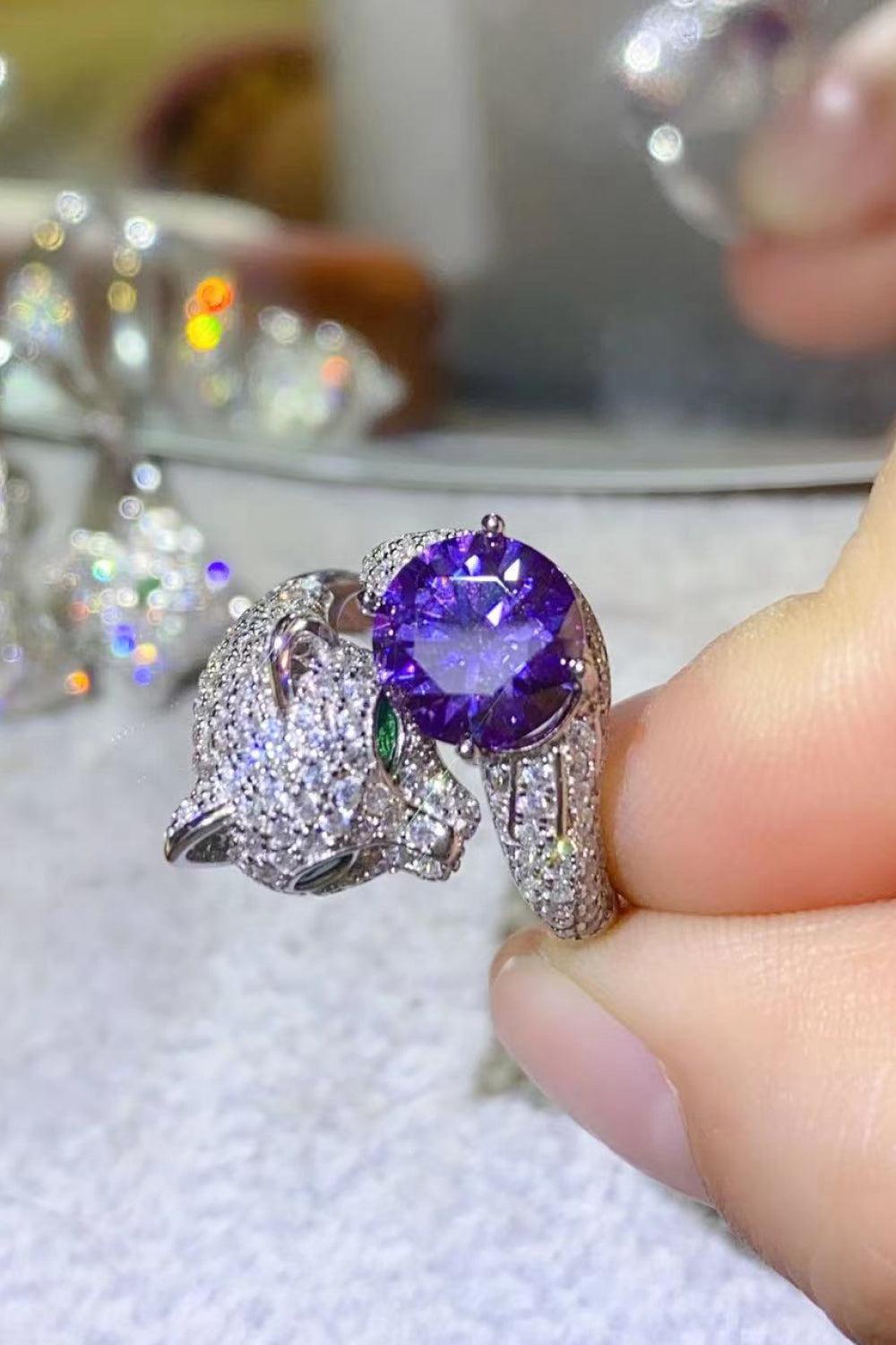 2 Carat Moissanite Adjustable Animal Bypass Ring BLUE ZONE PLANET