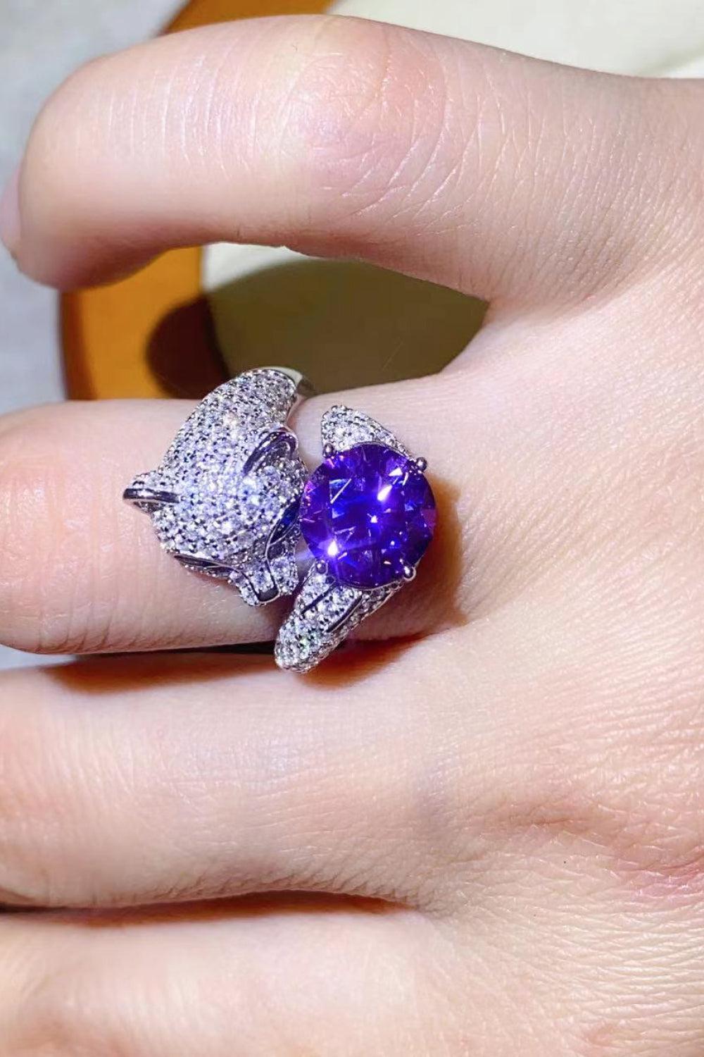 2 Carat Moissanite Adjustable Animal Bypass Ring BLUE ZONE PLANET