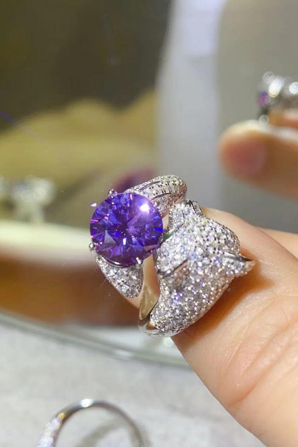 2 Carat Moissanite Adjustable Animal Bypass Ring BLUE ZONE PLANET