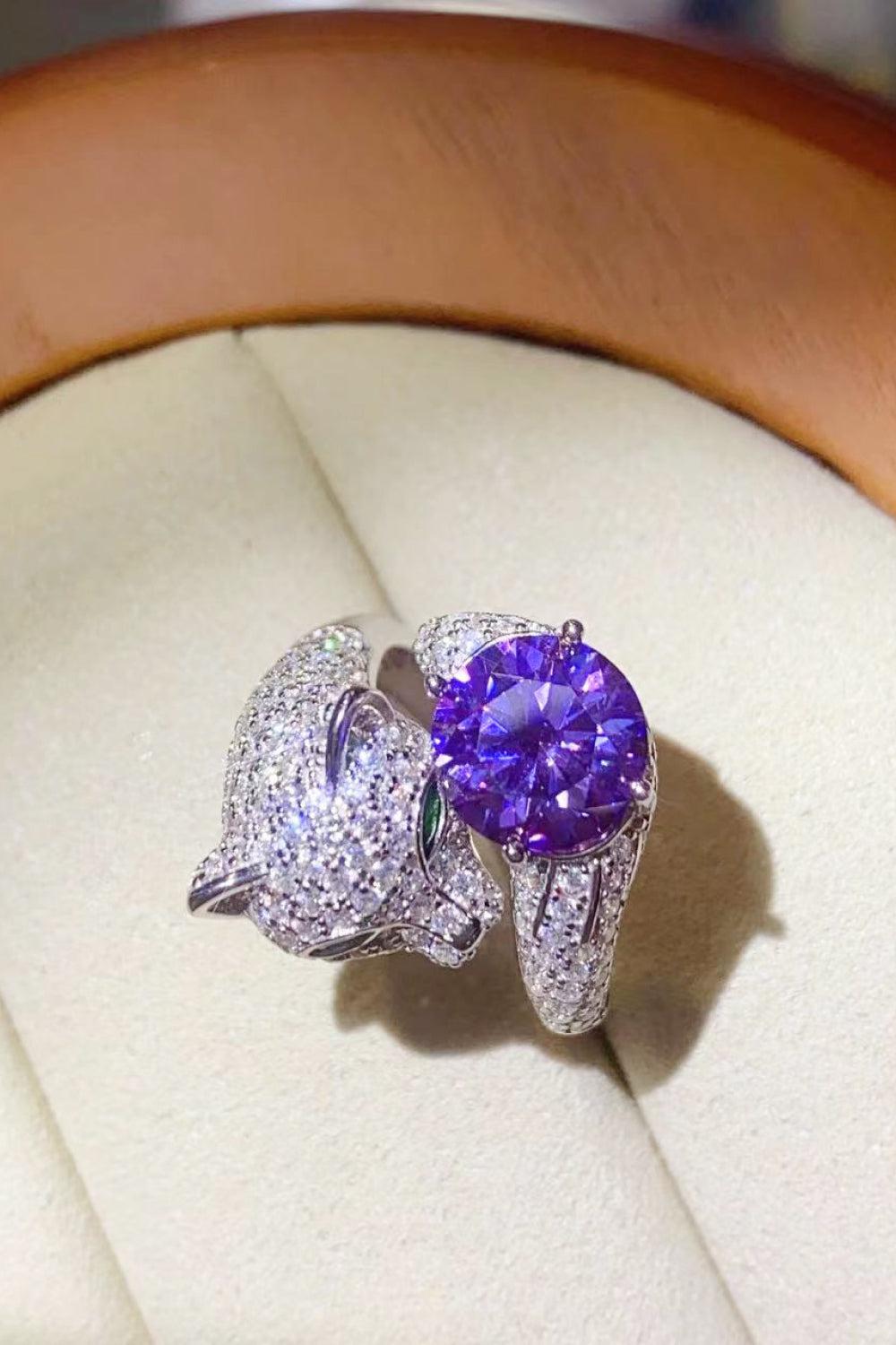 2 Carat Moissanite Adjustable Animal Bypass Ring BLUE ZONE PLANET
