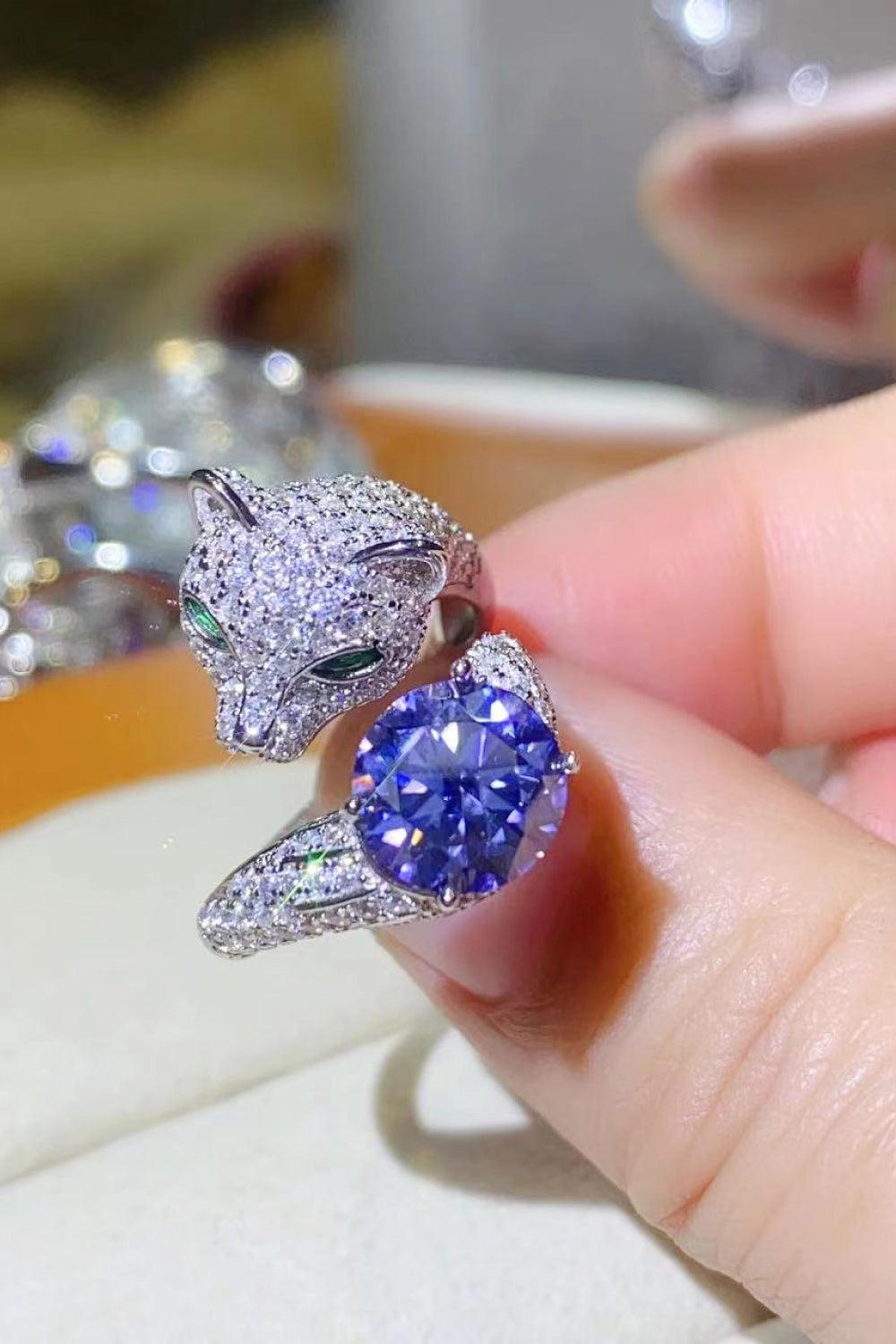 2 Carat Moissanite Adjustable Animal Bypass Ring BLUE ZONE PLANET