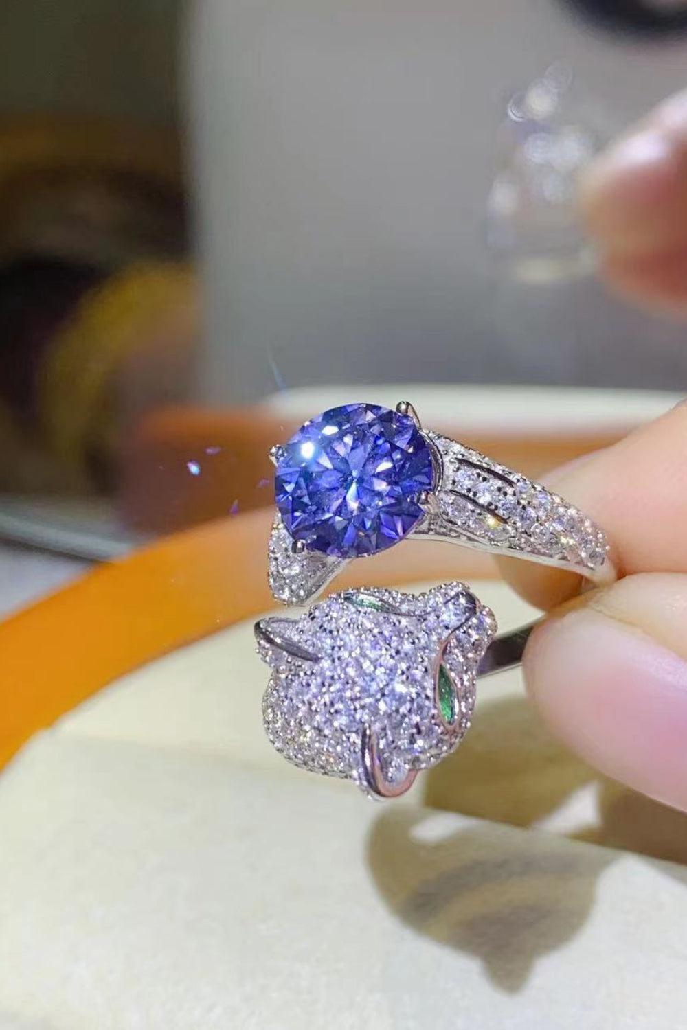 2 Carat Moissanite Adjustable Animal Bypass Ring BLUE ZONE PLANET