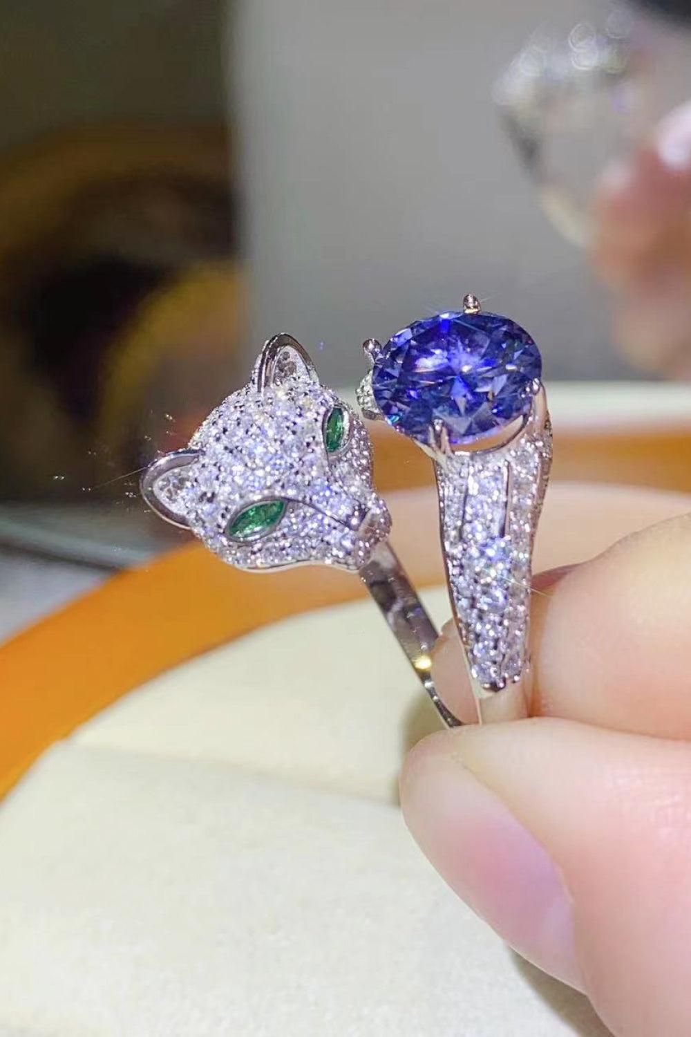 2 Carat Moissanite Adjustable Animal Bypass Ring BLUE ZONE PLANET
