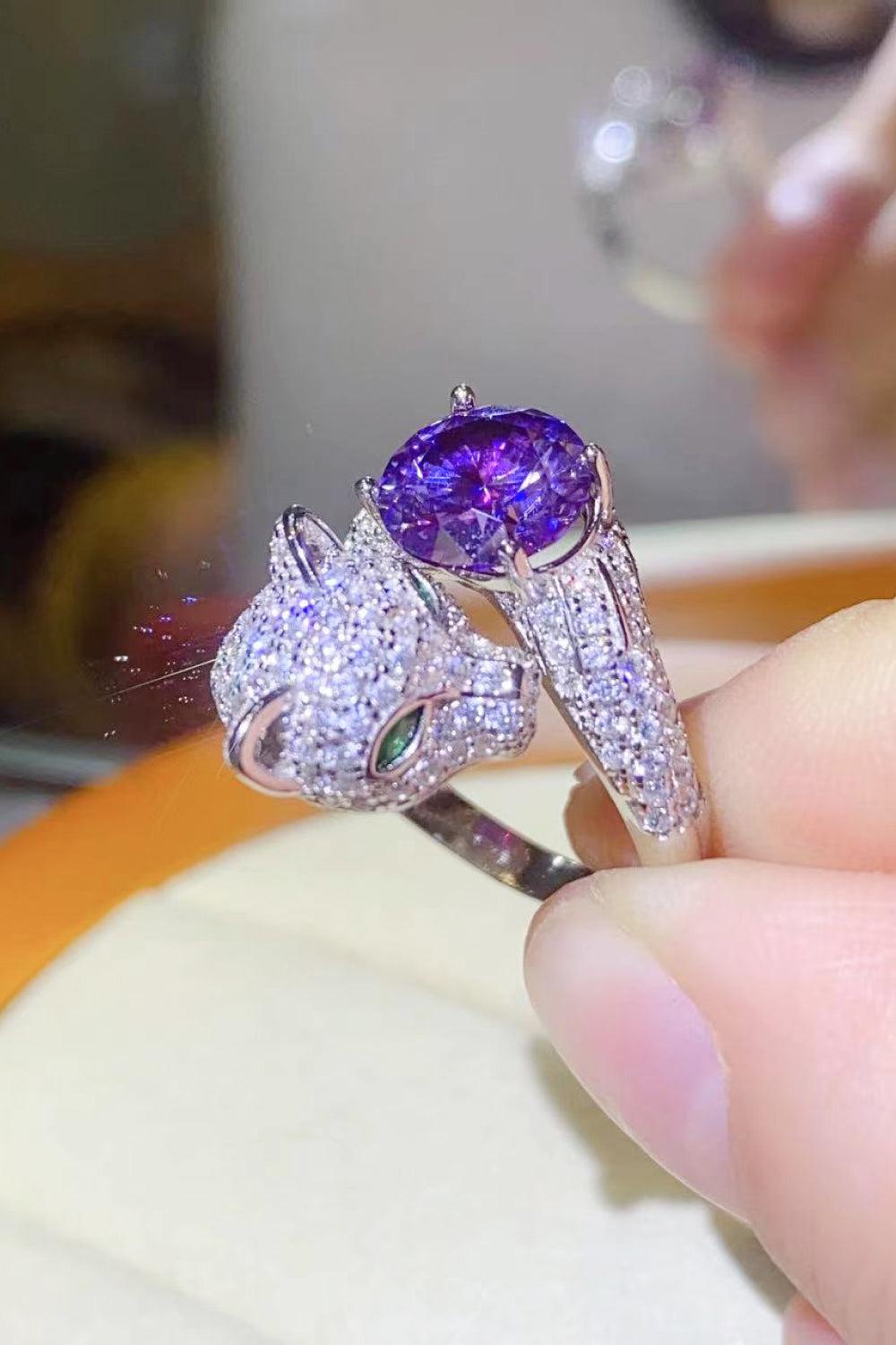 2 Carat Moissanite Adjustable Animal Bypass Ring BLUE ZONE PLANET