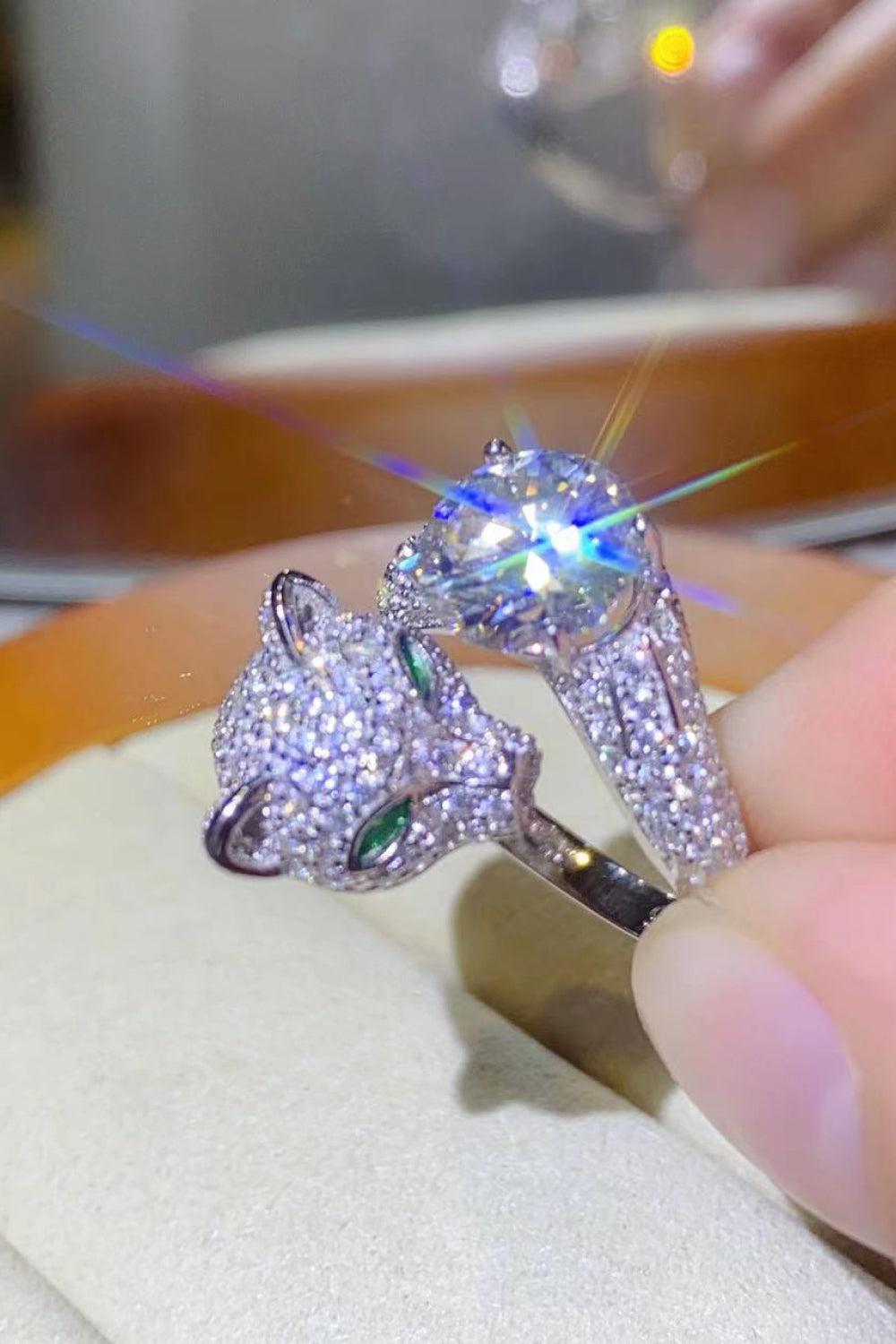 2 Carat Moissanite Adjustable Animal Ring BLUE ZONE PLANET
