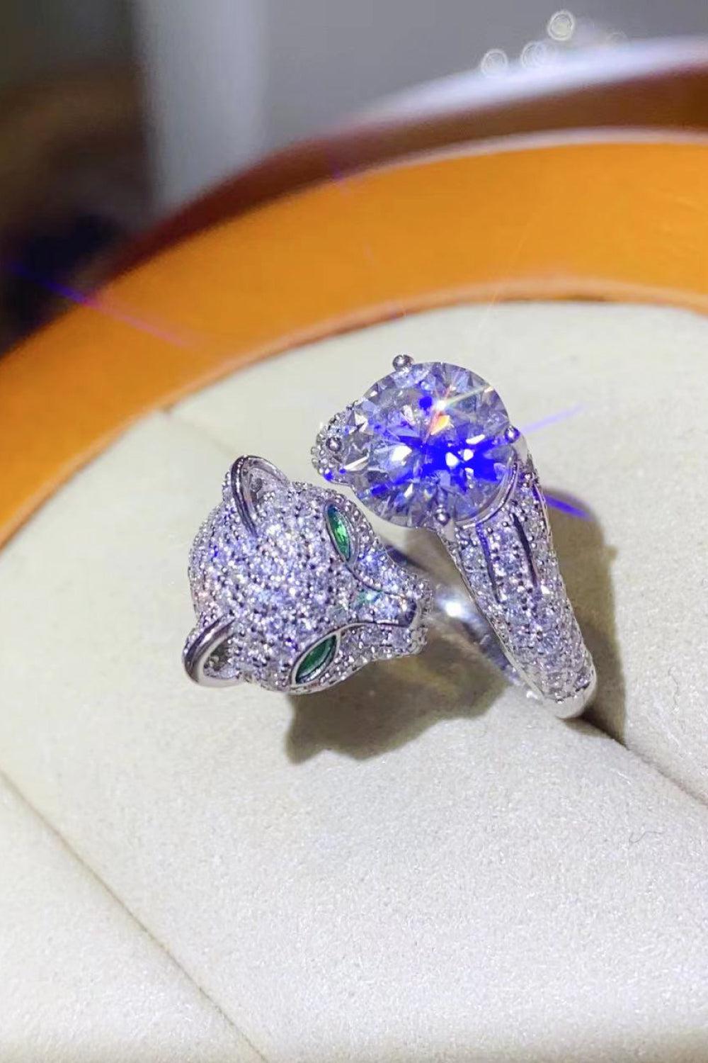 2 Carat Moissanite Adjustable Animal Ring BLUE ZONE PLANET