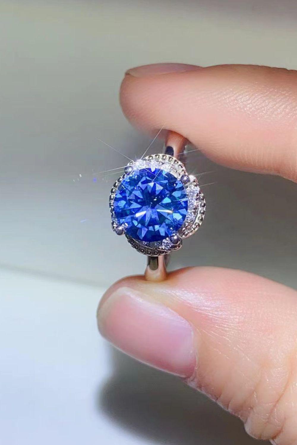 2 Carat Moissanite Contrast 925 Sterling Silver Ring BLUE ZONE PLANET