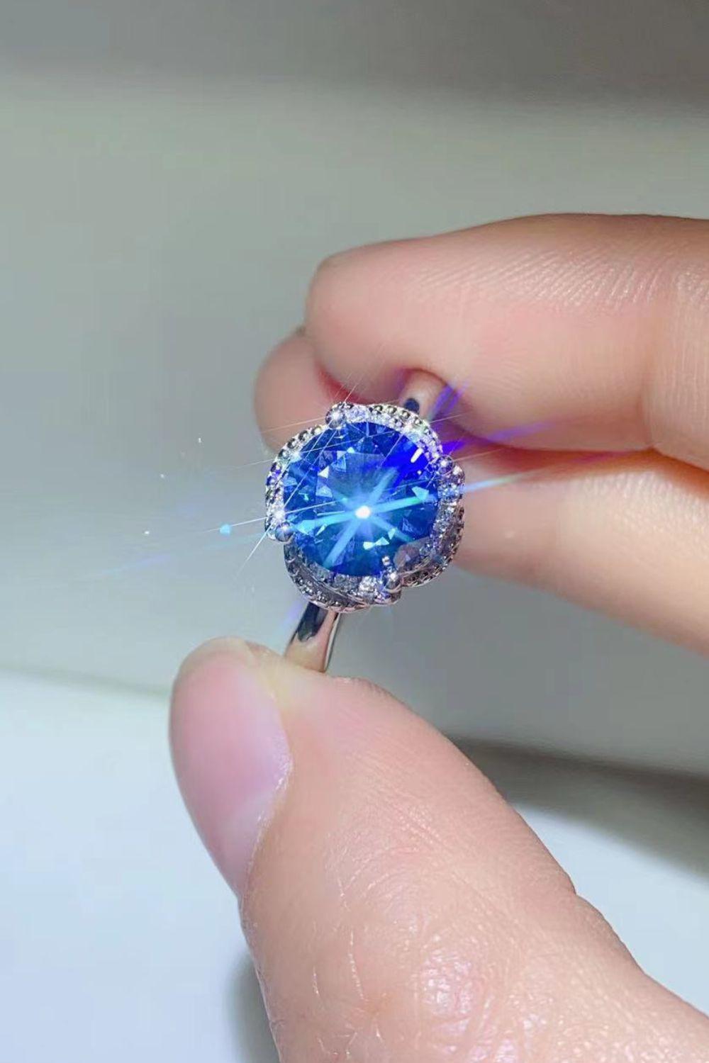 2 Carat Moissanite Contrast 925 Sterling Silver Ring BLUE ZONE PLANET