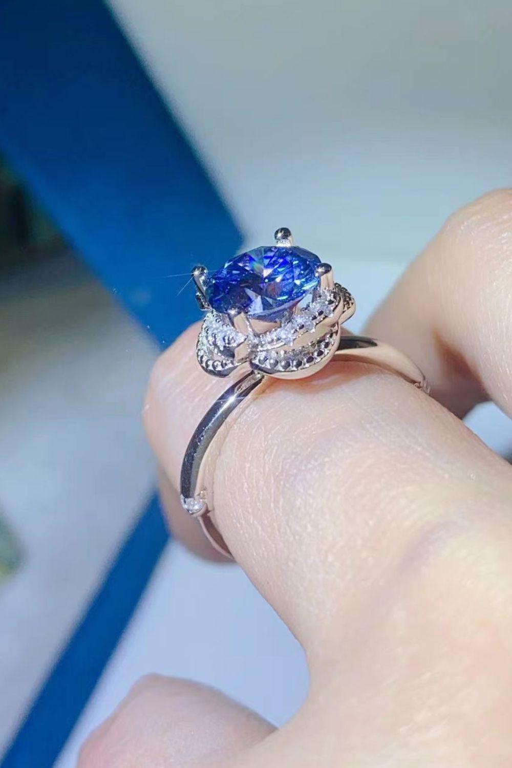 2 Carat Moissanite Contrast 925 Sterling Silver Ring BLUE ZONE PLANET