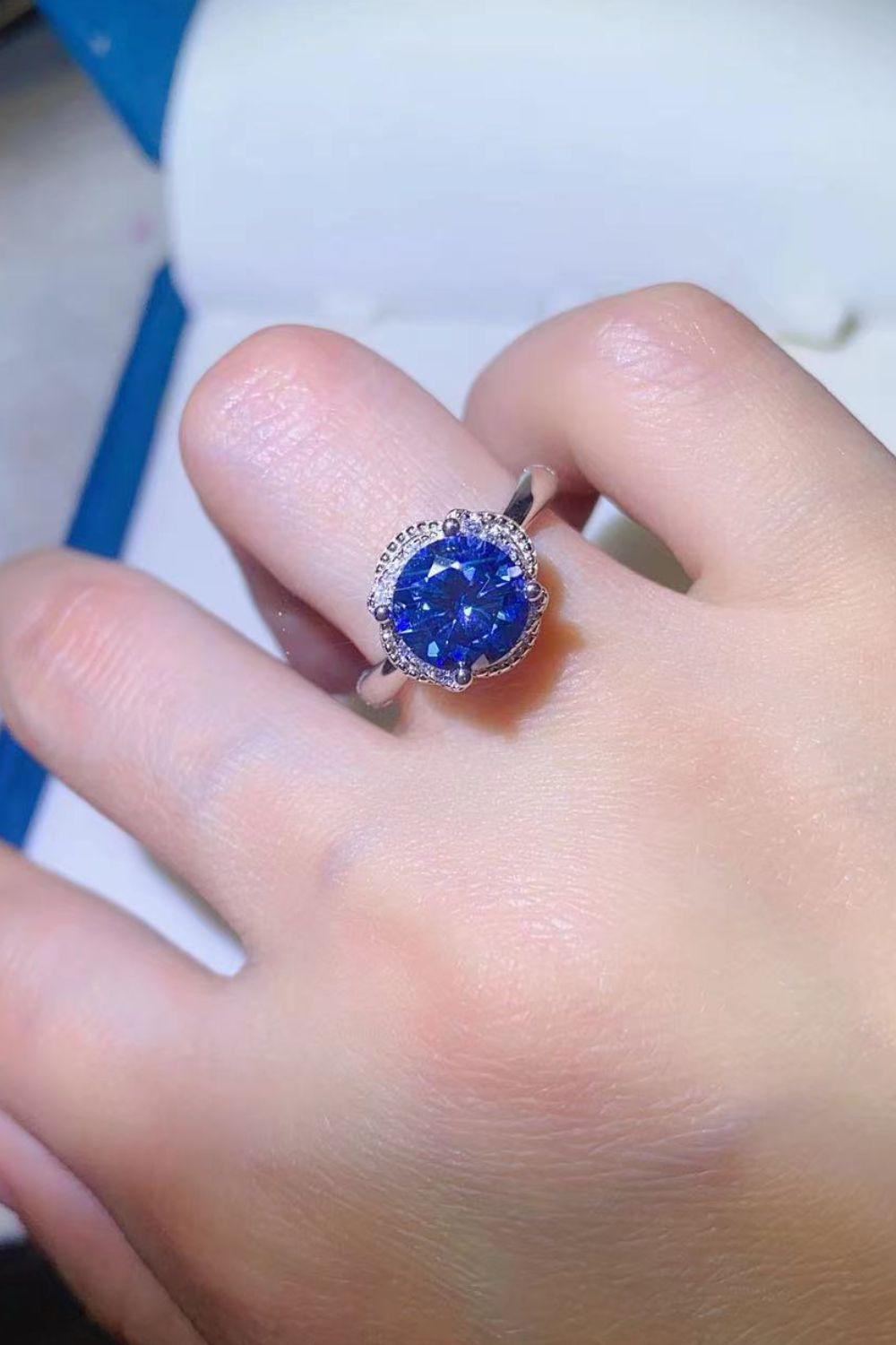 2 Carat Moissanite Contrast 925 Sterling Silver Ring BLUE ZONE PLANET