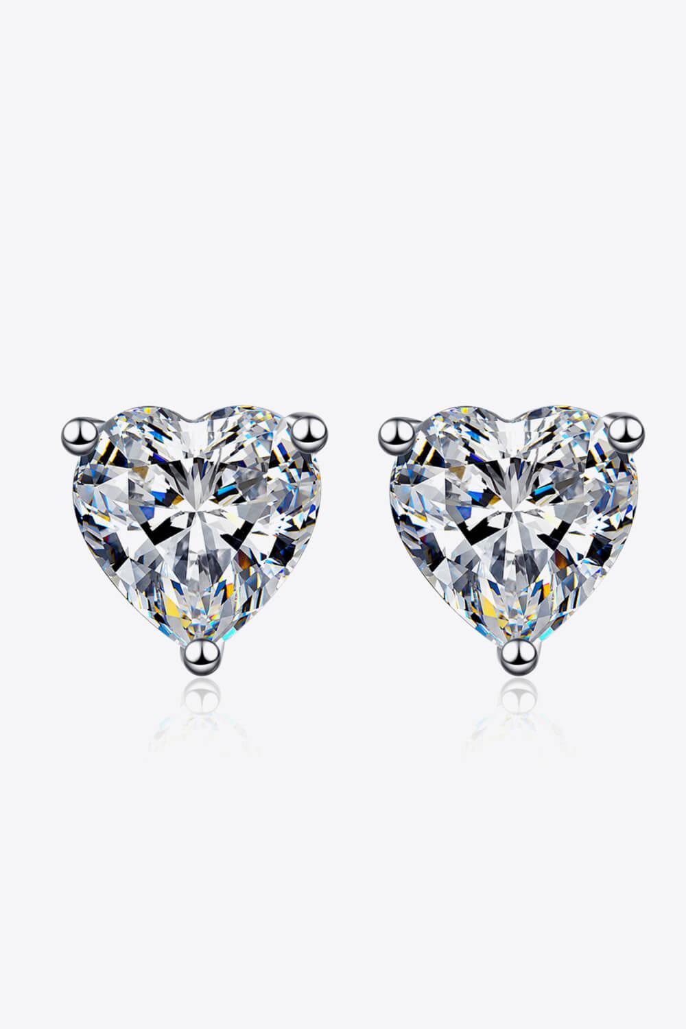 2 Carat Moissanite Heart-Shaped Stud Earrings BLUE ZONE PLANET