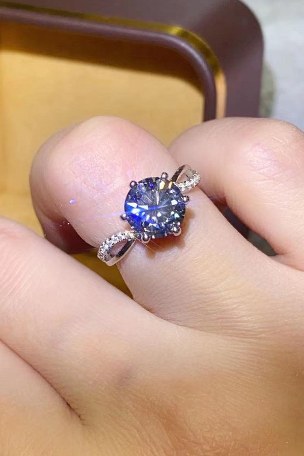 2 Carat Moissanite Ring in Smokey Gray BLUE ZONE PLANET