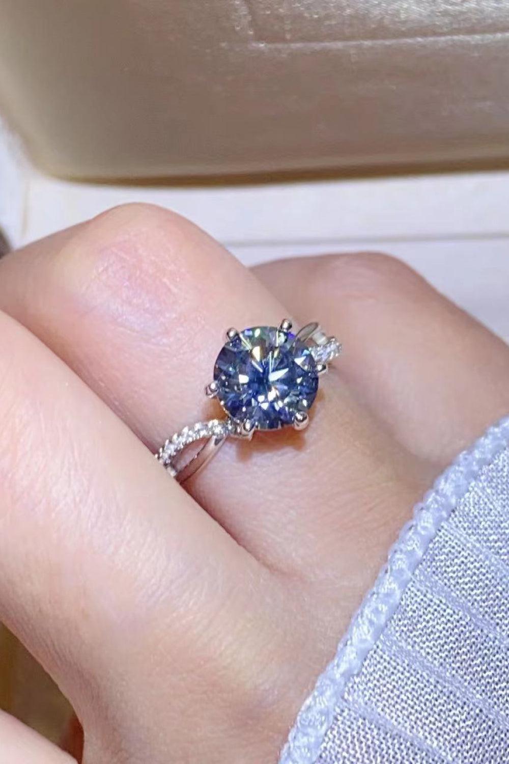2 Carat Moissanite Ring in Smokey Gray BLUE ZONE PLANET