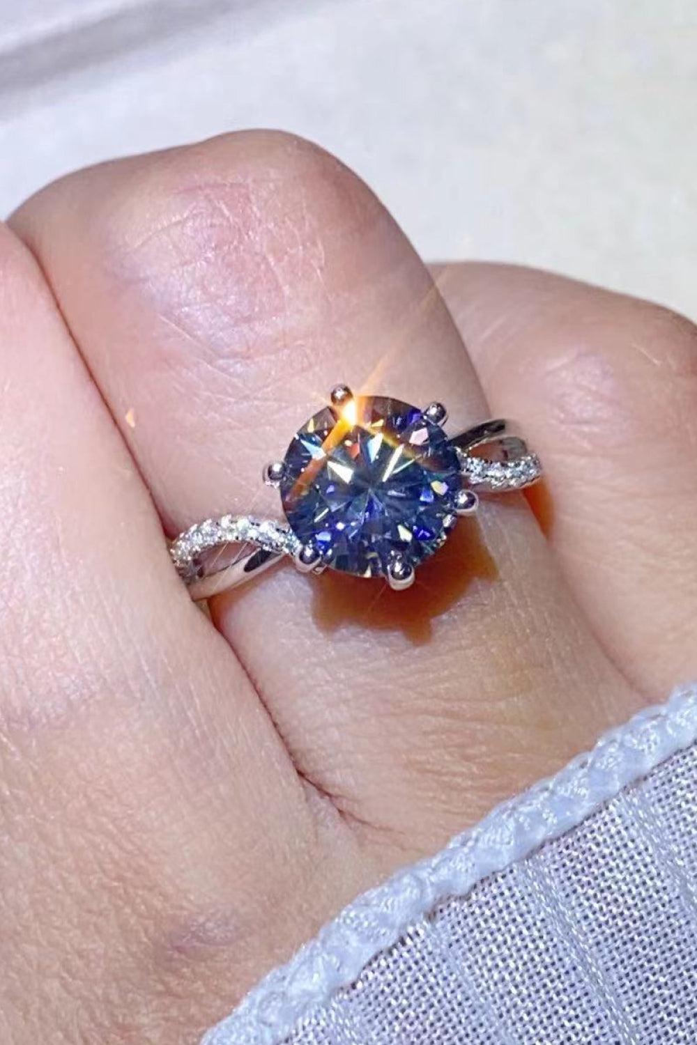 2 Carat Moissanite Ring in Smokey Gray BLUE ZONE PLANET