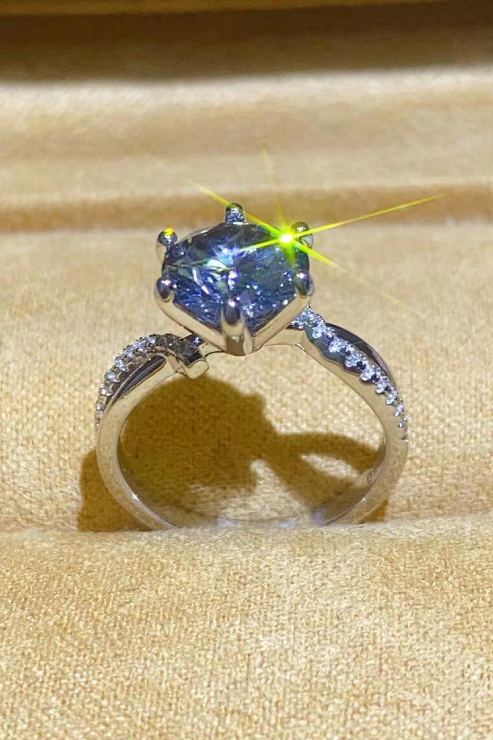 2 Carat Moissanite Ring in Smokey Gray BLUE ZONE PLANET