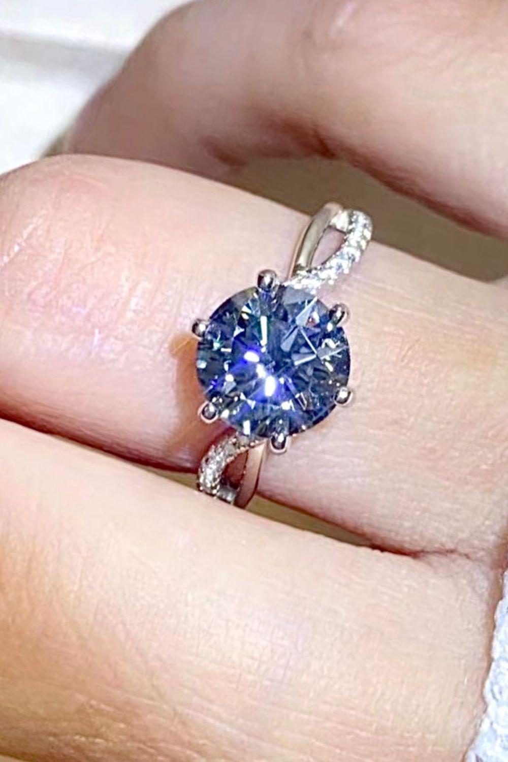 2 Carat Moissanite Ring in Smokey Gray BLUE ZONE PLANET