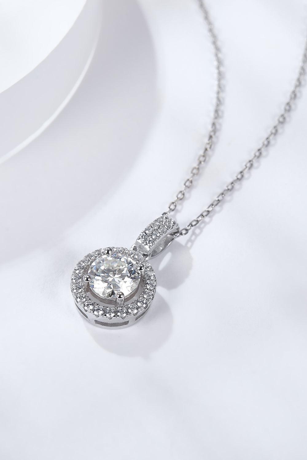 2 Carat Moissanite Round Pendant Necklace BLUE ZONE PLANET