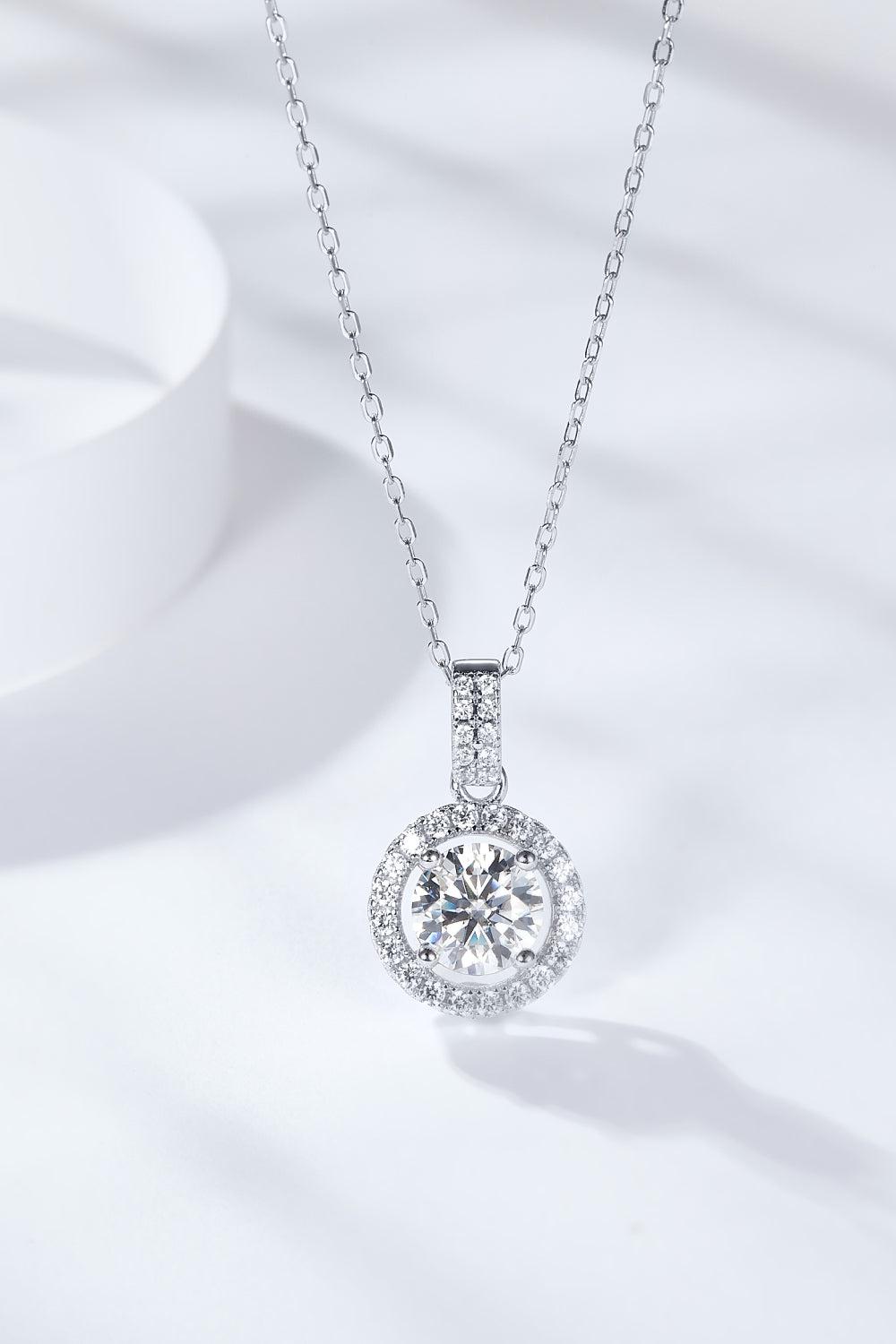 2 Carat Moissanite Round Pendant Necklace BLUE ZONE PLANET